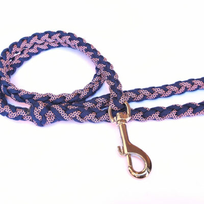 midnight and rose pink paracord dog lead