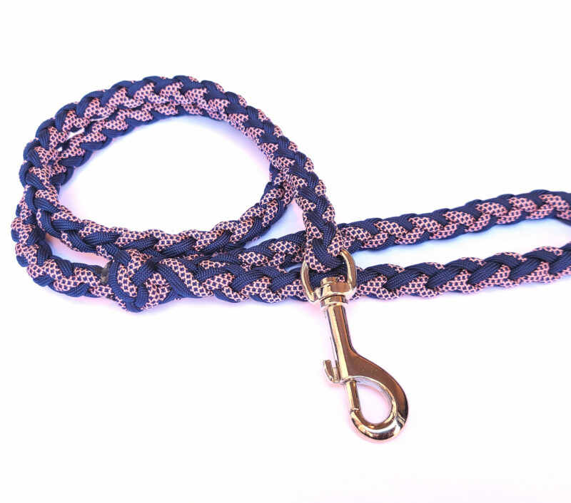 midnight and rose pink paracord dog lead